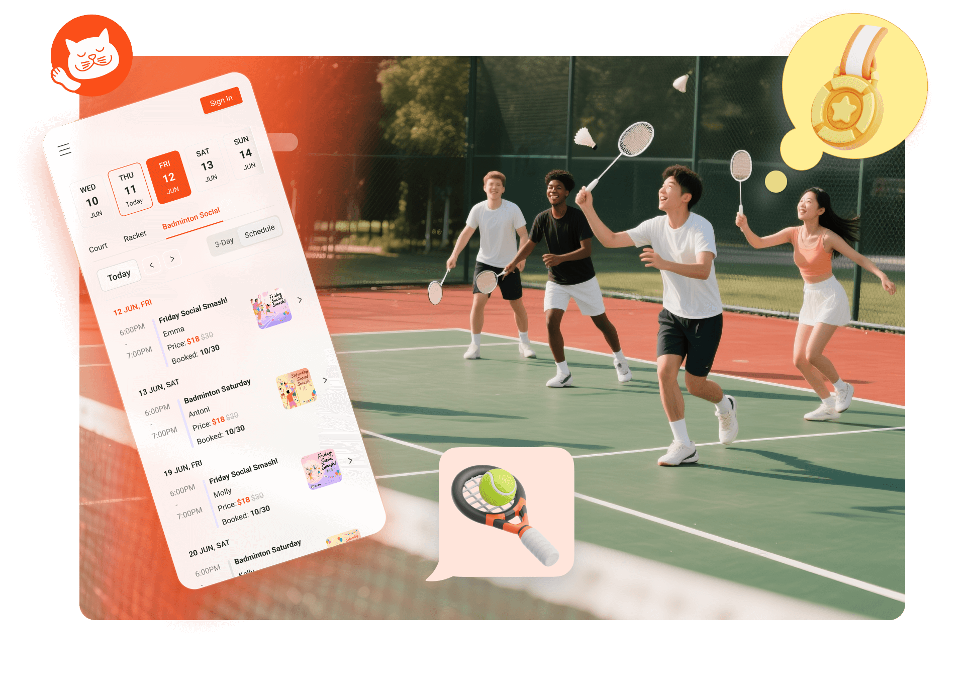 Daifo social-play event booking on a phone